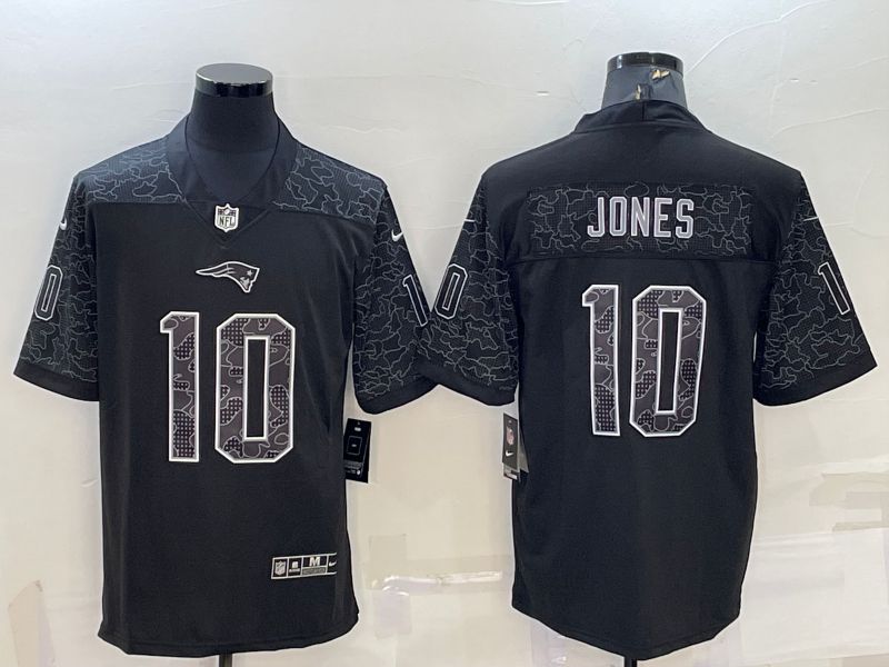 Men New England Patriots #10 Jones Nike Black RFLCTV Limited NFL Jersey